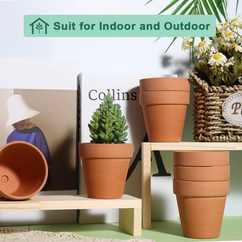vensovo 3 Inch Terra Cotta & Terracotta Pots with Drainage - 20 Pack Clay Flowerpots, Succulent Nursery Planter Great for Plants, Crafts, Wedding Favor - Image 2